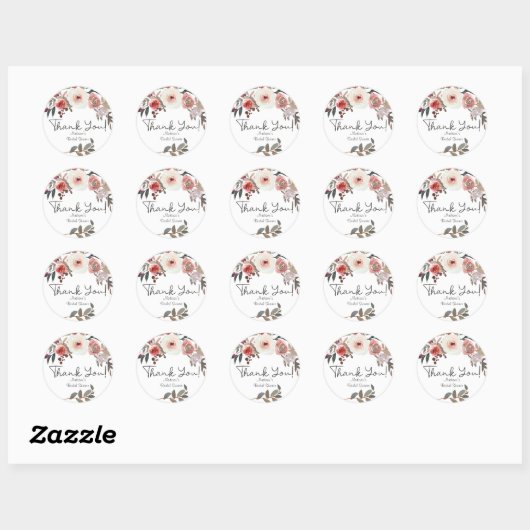Roodbloesse Rozen bruiloft Ronde Sticker (Vel)