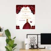 Roodblonde Prinses Verjaardag Welkom Poster (Thuiskantoor)