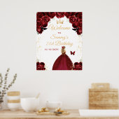 Roodblonde Prinses Verjaardag Welkom Poster (Keuken)