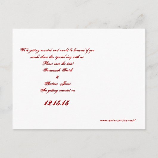 Roodbomen voor T-shirts, cadeautjes, stickers en p Aankondigingskaart (Achterkant)