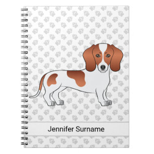 Roodbonte Kortharige Dachshund Cartoonhond & Tekst Notitieboek