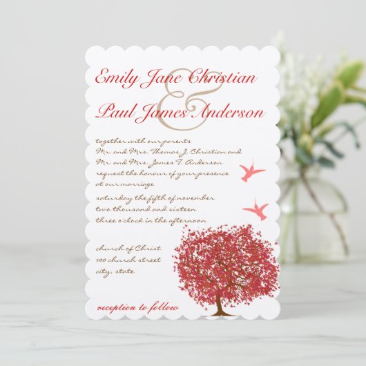 Roodboom Hummingbird Weddenschap Kaart (Staand voorkant)