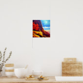 Roodboom in het Poster van de bergen (Keuken)