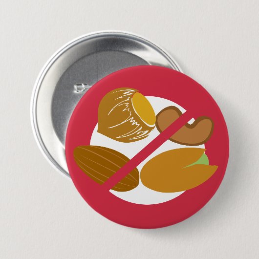 Roodboom Nut Free Nut Allergy Kinder Ronde Button 7,6 Cm (Voorkant /achterkant)