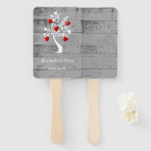 Roodboom van harten bruiloft voor handhand handwaaier (Voorkant en achterkant)