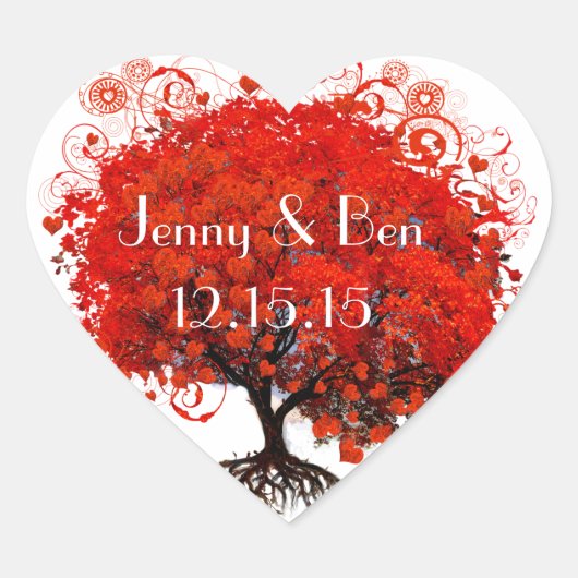Roodboom-weddenschap Hart Sticker (Voorkant)