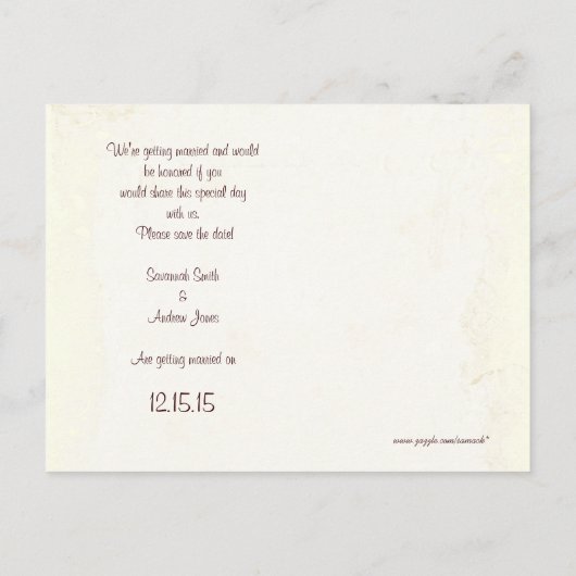 Roodboombruiloft sparen de datum aankondigingskaart (Achterkant)