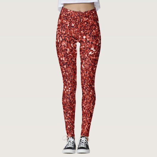 Roodboringen, glans en glitter leggings (Voorkant)