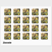 Roodborst die in een Narcis zingt Vierkante Sticker (Vel)