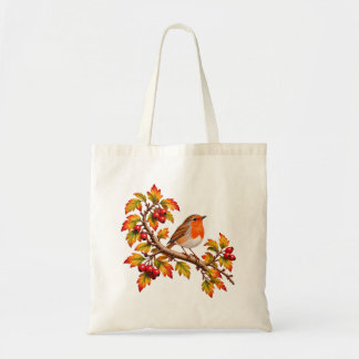Roodborst Herfst Botanisch Vogelontwerp Tote Bag