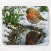 Roodborst in een Lentetuin Muismat (Voorkant)