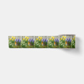 Roodborst in een lentetuin satijnen lint (Voorkant)