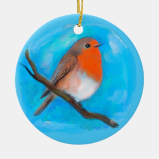 Roodborst keramische ornament (Voorkant)