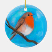 Roodborst keramische ornament (Achterkant)