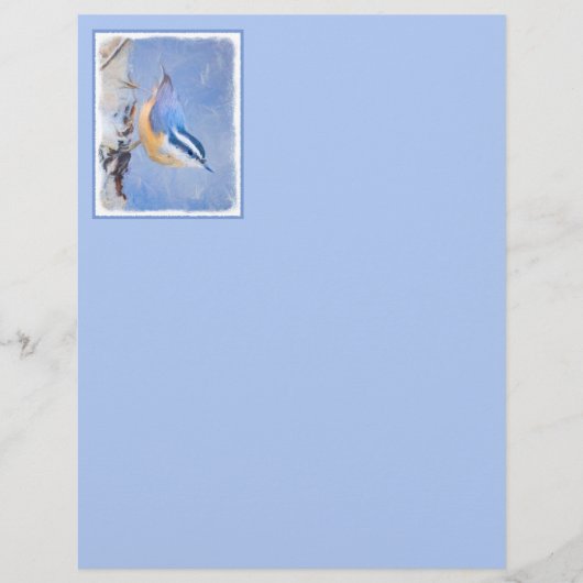 Roodborst Nuthatch schilderij Originele Vogelkunst (Voorkant)