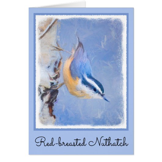 Roodborst Nuthatch schilderij Originele Vogelkunst (Voorkant)