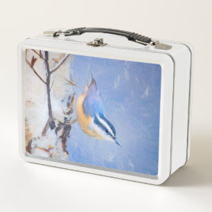 Roodborst Nuthatch schilderij Originele Vogelkunst