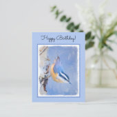 Roodborst Nuthatch schilderij Originele Vogelkunst Briefkaart (Staand voorkant)