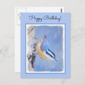 Roodborst Nuthatch schilderij Originele Vogelkunst Briefkaart (Voorkant / Achterkant)