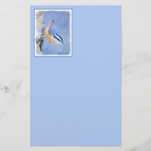 Roodborst Nuthatch schilderij Originele Vogelkunst Briefpapier