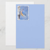 Roodborst Nuthatch schilderij Originele Vogelkunst Briefpapier (Voorkant / Achterkant)