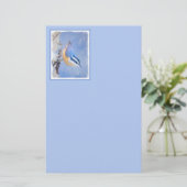 Roodborst Nuthatch schilderij Originele Vogelkunst Briefpapier (Staand voorkant)