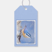 Roodborst Nuthatch schilderij Originele Vogelkunst Cadeaulabel (Achterkant)