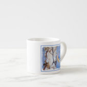 Roodborst Nuthatch schilderij Originele Vogelkunst Espresso Kop (Voorkant rechts)