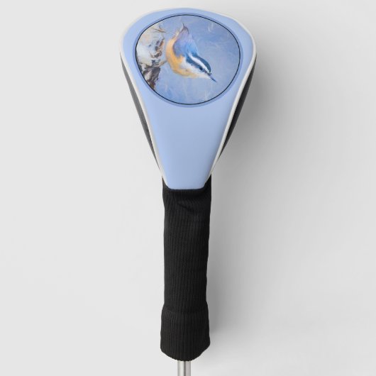 Roodborst Nuthatch schilderij Originele Vogelkunst Golfheadcover (Voorkant)