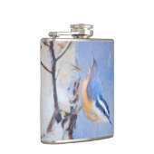Roodborst Nuthatch schilderij Originele Vogelkunst Heupfles (Rechts)