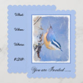 Roodborst Nuthatch schilderij Originele Vogelkunst Kaart (Voorkant / Achterkant)