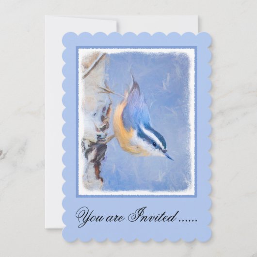 Roodborst Nuthatch schilderij Originele Vogelkunst Kaart (Voorkant)