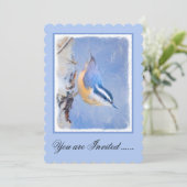 Roodborst Nuthatch schilderij Originele Vogelkunst Kaart (Staand voorkant)