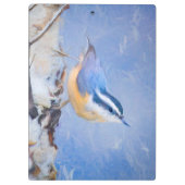 Roodborst Nuthatch schilderij Originele Vogelkunst Klembord (Achterkant)