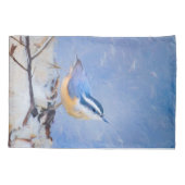 Roodborst Nuthatch schilderij Originele Vogelkunst Kussensloop (Achterkant)