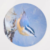 Roodborst Nuthatch schilderij Originele Vogelkunst Labels (Design 1)