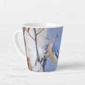 Roodborst Nuthatch schilderij Originele Vogelkunst Latte Mok (Linkerhoek)