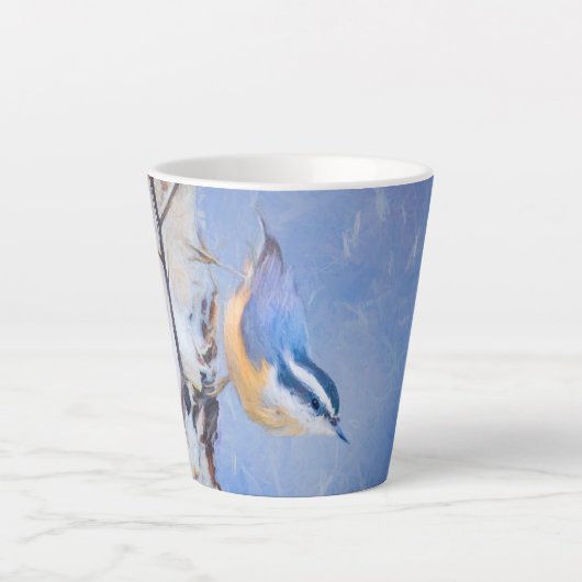 Roodborst Nuthatch schilderij Originele Vogelkunst Latte Mok (Voorkant)