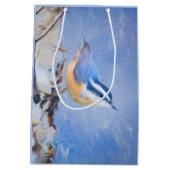 Roodborst Nuthatch schilderij Originele Vogelkunst Medium Cadeauzakje (Achterkant)
