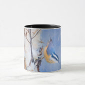 Roodborst Nuthatch schilderij Originele Vogelkunst Mok (Midden)