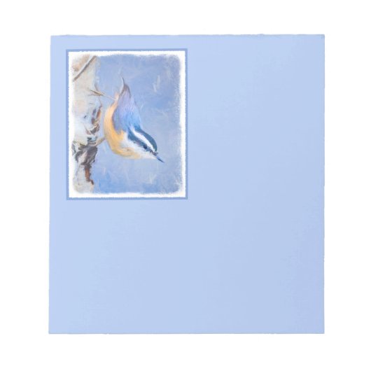Roodborst Nuthatch schilderij Originele Vogelkunst Notitieblok (Voorkant)