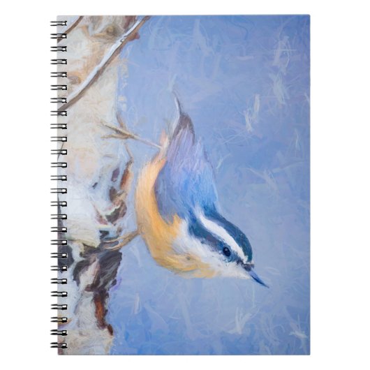 Roodborst Nuthatch schilderij Originele Vogelkunst Notitieboek (Voorkant)