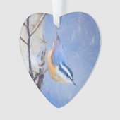 Roodborst Nuthatch schilderij Originele Vogelkunst Ornament (voorkant)