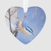 Roodborst Nuthatch schilderij Originele Vogelkunst Ornament (achterkant)