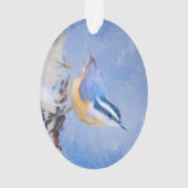 Roodborst Nuthatch schilderij Originele Vogelkunst Ornament (achterkant)