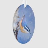 Roodborst Nuthatch schilderij Originele Vogelkunst Ornament (voorkant)