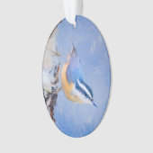 Roodborst Nuthatch schilderij Originele Vogelkunst Ornament (voorkant)