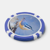 Roodborst Nuthatch schilderij Originele Vogelkunst Poker Chips (Enkel)
