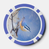 Roodborst Nuthatch schilderij Originele Vogelkunst Poker Chips (Achterkant)