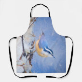 Roodborst Nuthatch schilderij Originele Vogelkunst Schort (Voorkant)